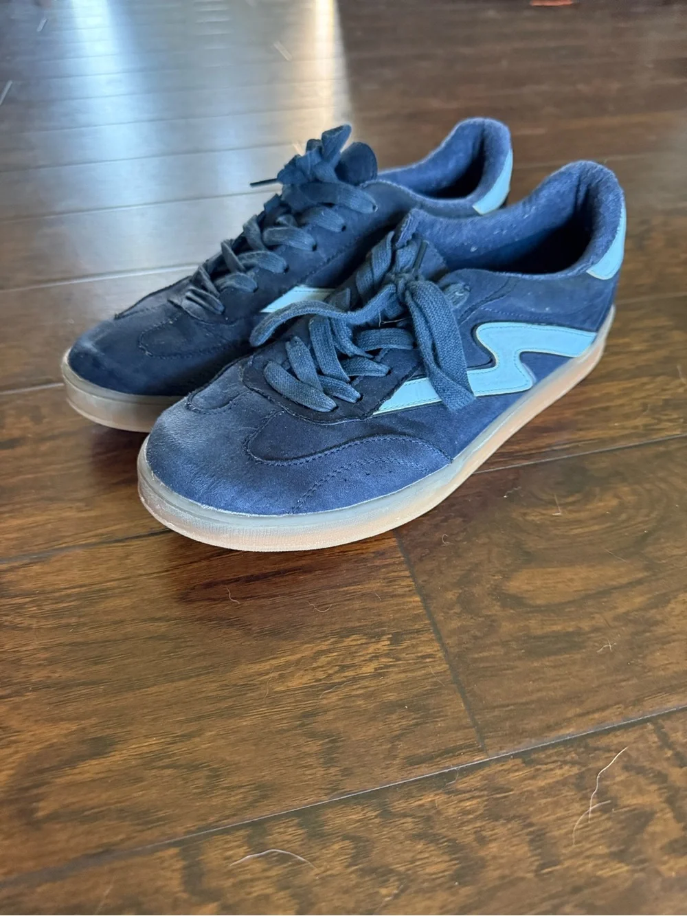 Madden Girl Black Suede Sneakers with Light Blue Accent